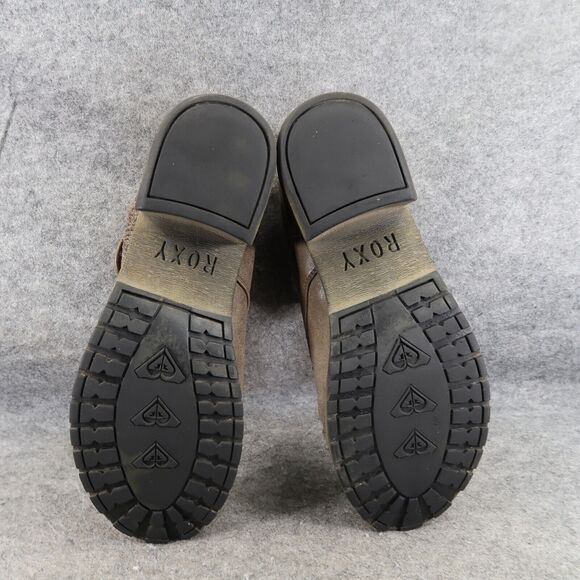 Roxy Shoes Womens 9.5 Bootie Lace Up Block Heel Fold Over Cap Toe Casual Taupe - Picture 11 of 16